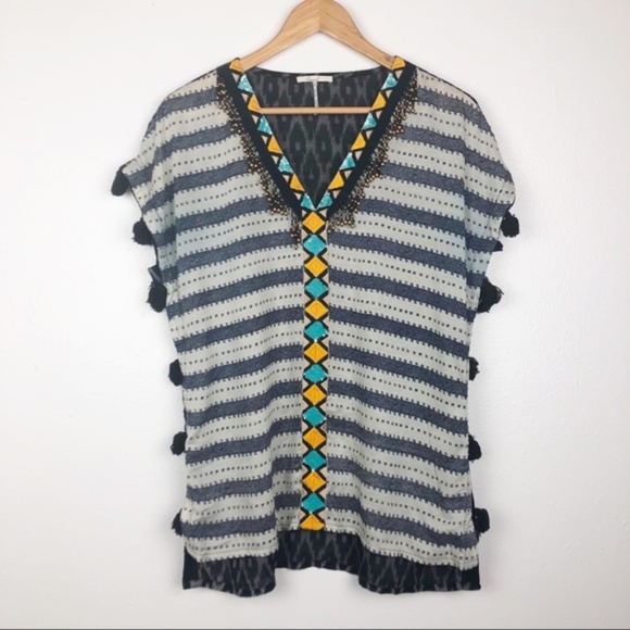 Anthropologie Tops - Anthro Floreat Sequin Tassel Top